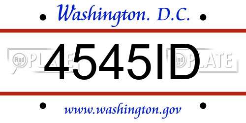 4545ID District Of Columbia License Plate