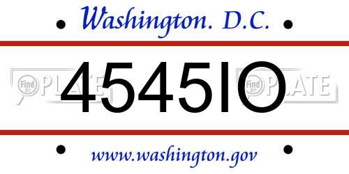 4545IO District Of Columbia License Plate