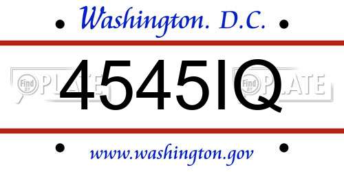 4545IQ District Of Columbia License Plate