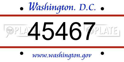 45467 District Of Columbia License Plate