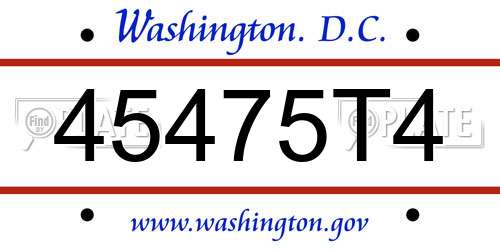 45475T4 District Of Columbia License Plate