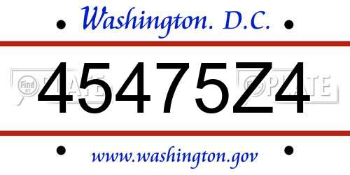 45475Z4 District Of Columbia License Plate