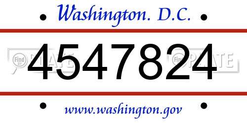 4547824 District Of Columbia License Plate