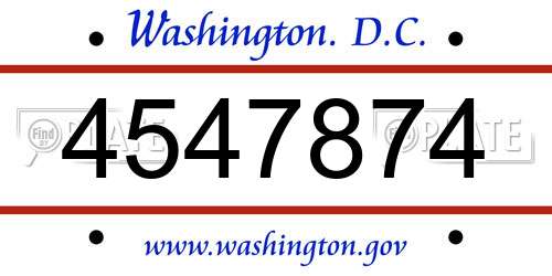 4547874 District Of Columbia License Plate