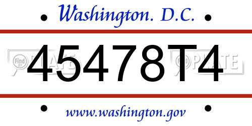 45478T4 District Of Columbia License Plate