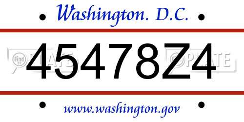 45478Z4 District Of Columbia License Plate