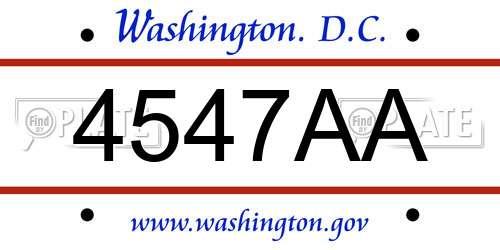 4547AA District Of Columbia License Plate