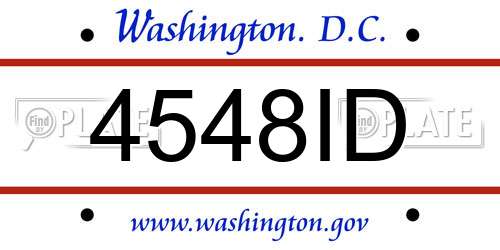 4548ID District Of Columbia License Plate
