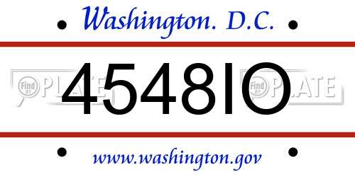 4548IO District Of Columbia License Plate