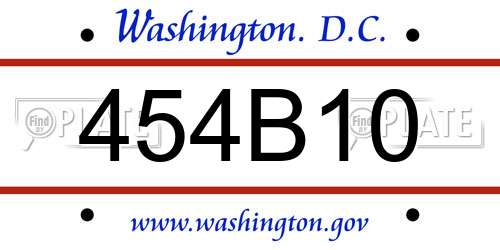 454B10 District Of Columbia License Plate