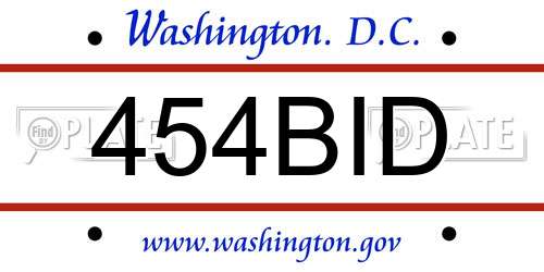 454BID District Of Columbia License Plate