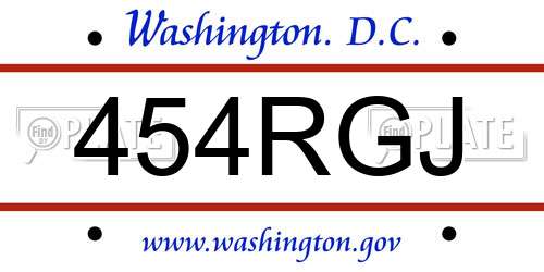 454RGJ District Of Columbia License Plate