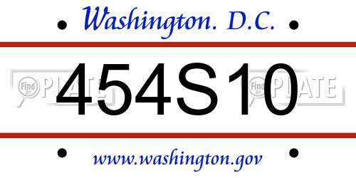 454S10 District Of Columbia License Plate