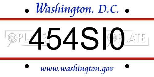 454SI0 District Of Columbia License Plate