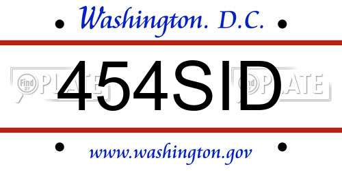 454SID District Of Columbia License Plate