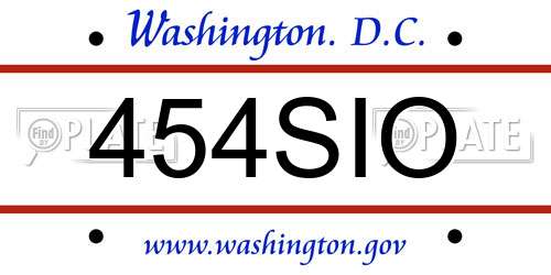 454SIO District Of Columbia License Plate