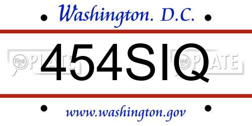 454SIQ District Of Columbia License Plate