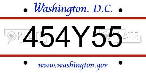 454Y55 District Of Columbia License Plate