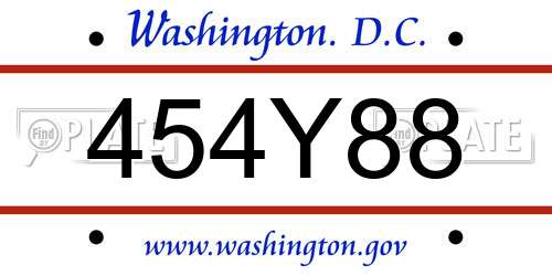 454Y88 District Of Columbia License Plate