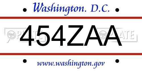454ZAA District Of Columbia License Plate