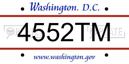 4552TM District Of Columbia License Plate