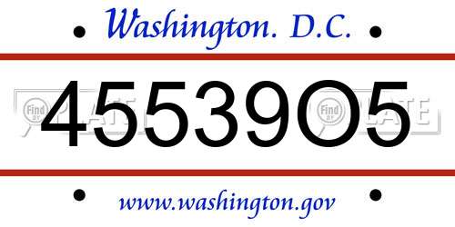 45539O5 District Of Columbia License Plate