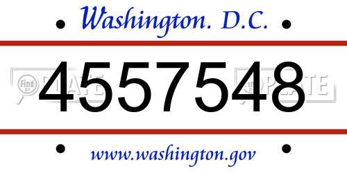 4557548 District Of Columbia License Plate