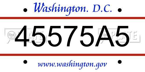 45575A5 District Of Columbia License Plate