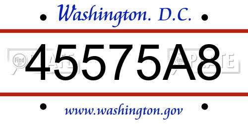 45575A8 District Of Columbia License Plate