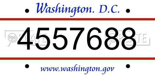 4557688 District Of Columbia License Plate