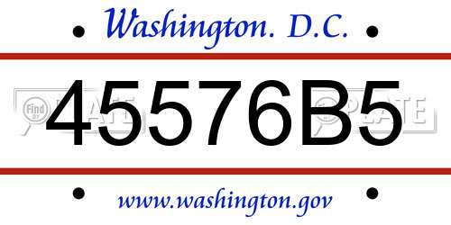 45576B5 District Of Columbia License Plate