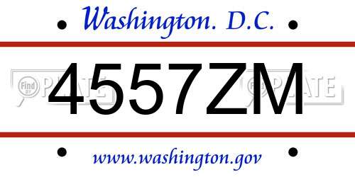 4557ZM District Of Columbia License Plate