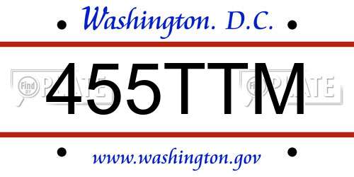 455TTM District Of Columbia License Plate