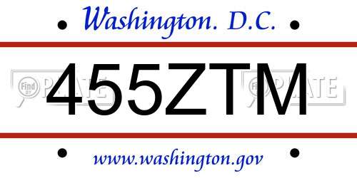 455ZTM District Of Columbia License Plate
