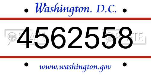 4562558 District Of Columbia License Plate