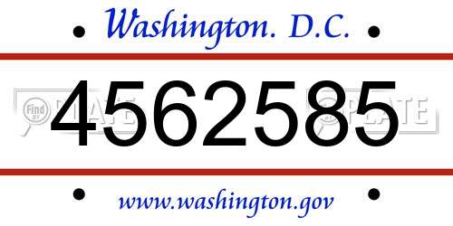 4562585 District Of Columbia License Plate