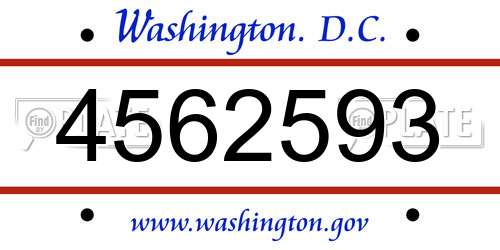 4562593 District Of Columbia License Plate