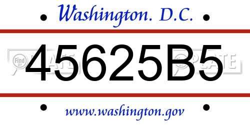 45625B5 District Of Columbia License Plate