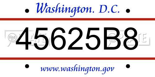 45625B8 District Of Columbia License Plate