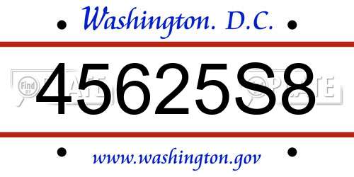 45625S8 District Of Columbia License Plate