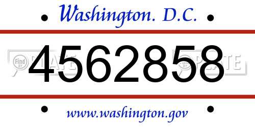 4562858 District Of Columbia License Plate