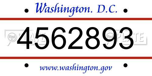 4562893 District Of Columbia License Plate