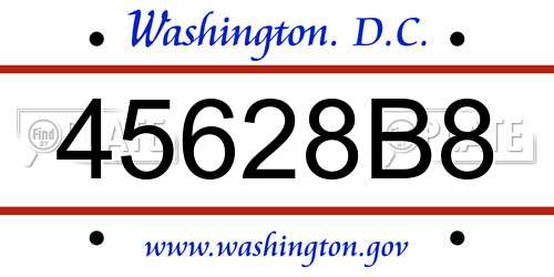 45628B8 District Of Columbia License Plate