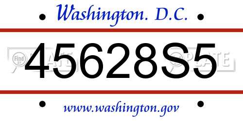45628S5 District Of Columbia License Plate