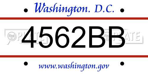 4562BB District Of Columbia License Plate
