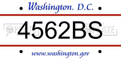 4562BS District Of Columbia License Plate