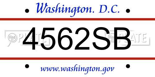 4562SB District Of Columbia License Plate