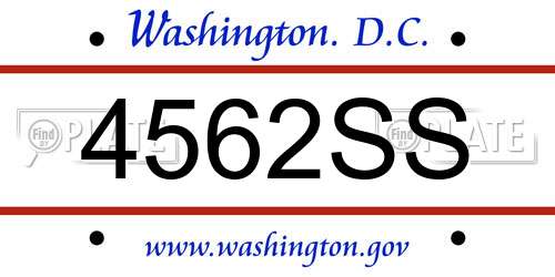 4562SS District Of Columbia License Plate