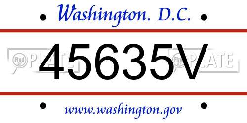 45635V District Of Columbia License Plate