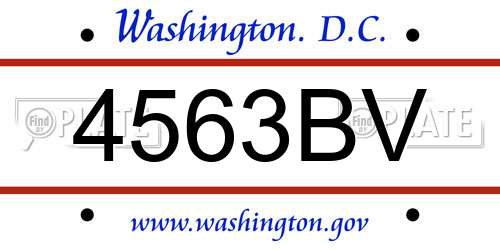 4563BV District Of Columbia License Plate